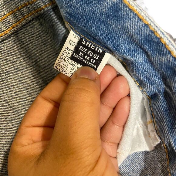 NWT Shein Wide Leg Jeans Women's Size‎ 12 Blue Denim Retro Straight Casual - Picture 3 of 11